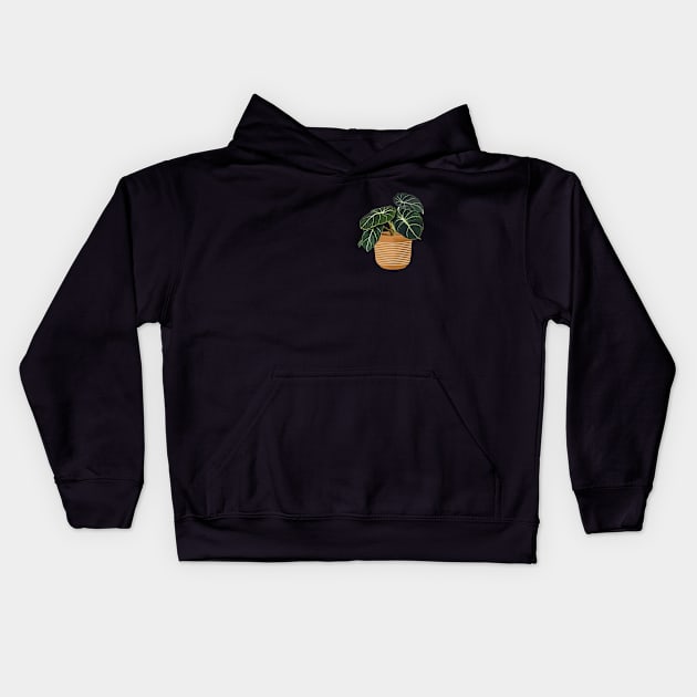 Alocasia black velvet Kids Hoodie by gronly